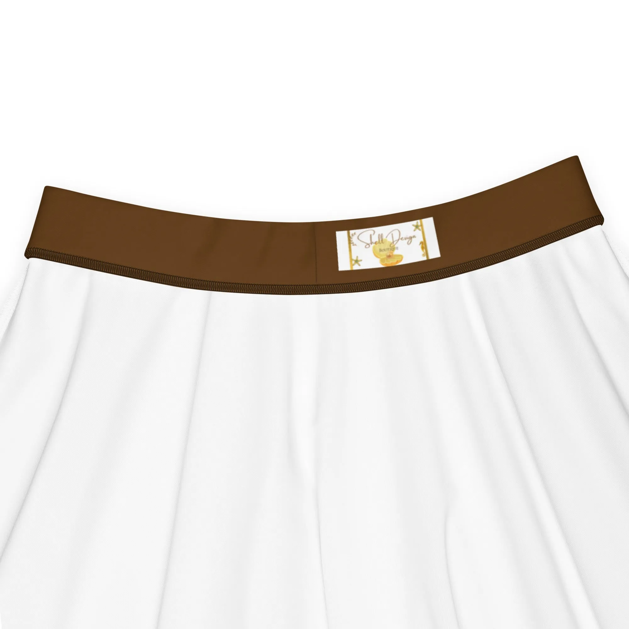 Brown Honeycomb Pattern Short Skater Skirt