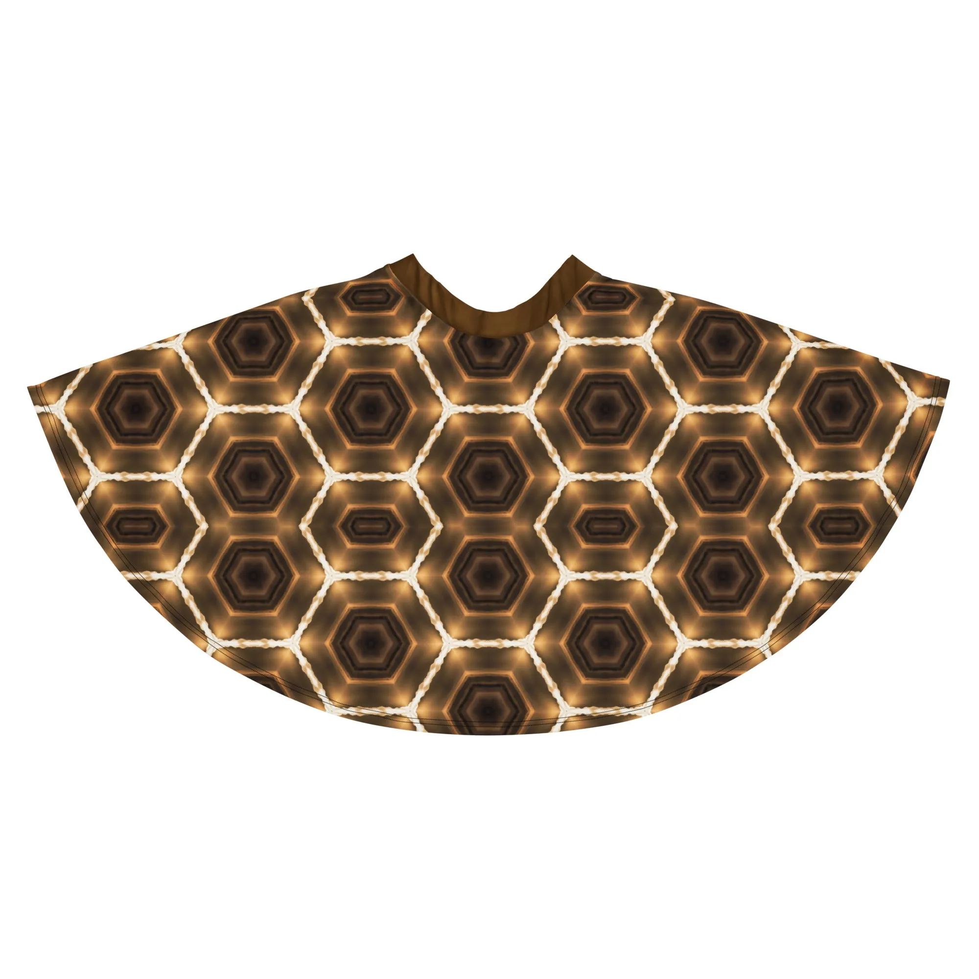 Brown Honeycomb Pattern Short Skater Skirt