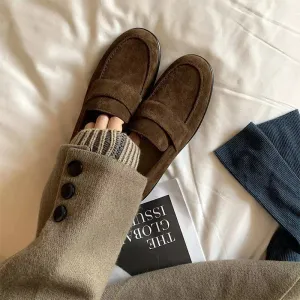 Brown suede moccasin for women