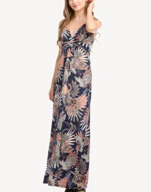 Butterfly Floral Grecian Maxi Dress