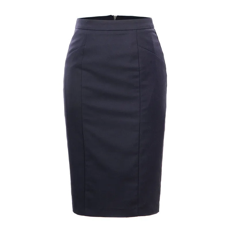 Casual Women Skirt Knee-length High Waisted Empire Midi Pencil Skirt