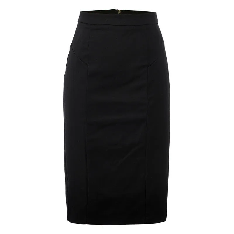 Casual Women Skirt Knee-length High Waisted Empire Midi Pencil Skirt