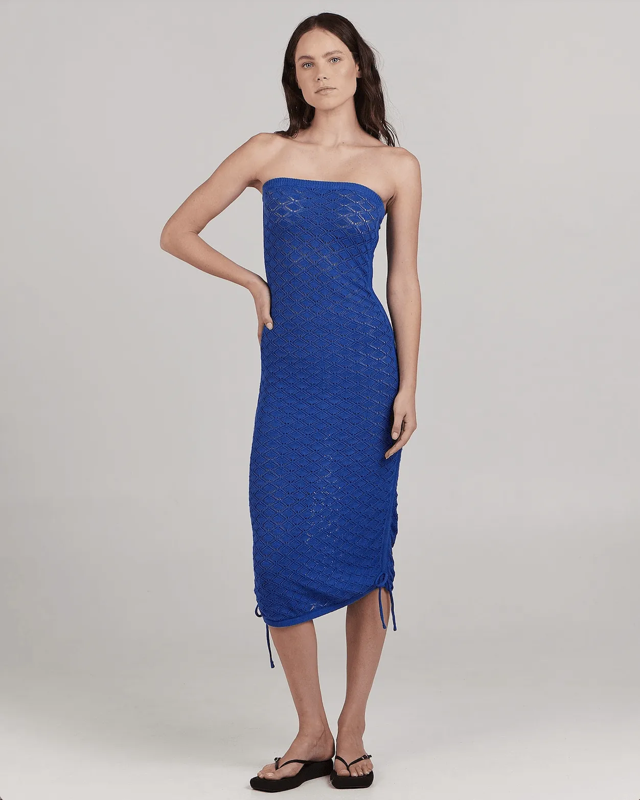 CHARLIE HOLIDAY Emma Pointelle Mini Dress - Cobalt Blue