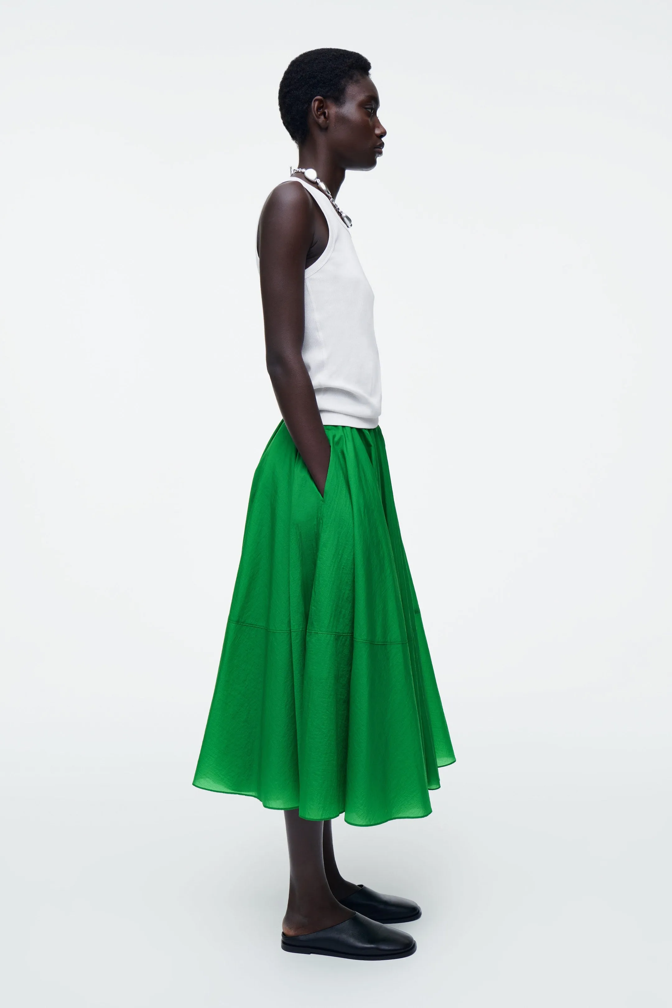 Circle-cut midi skirt