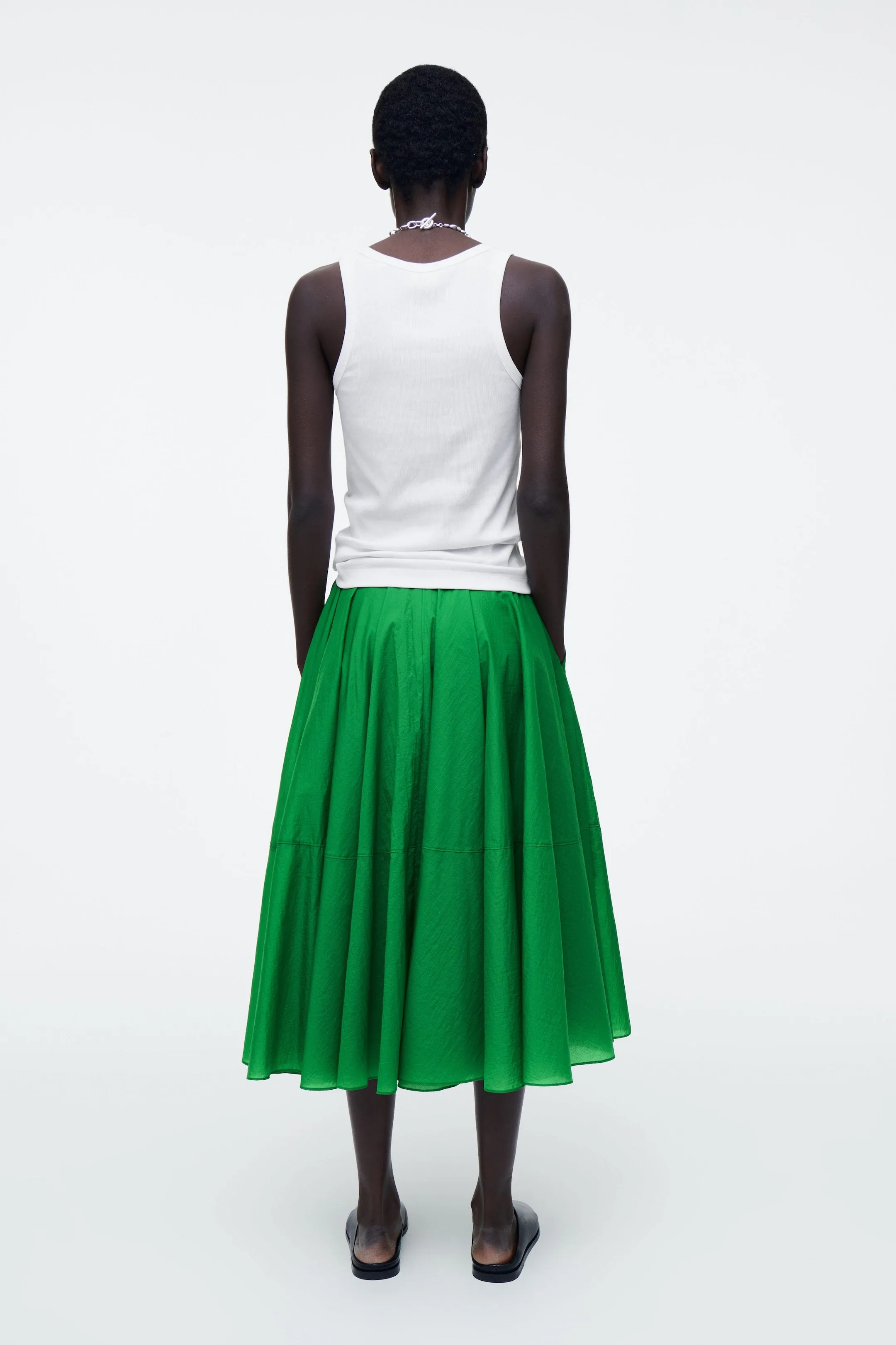 Circle-cut midi skirt