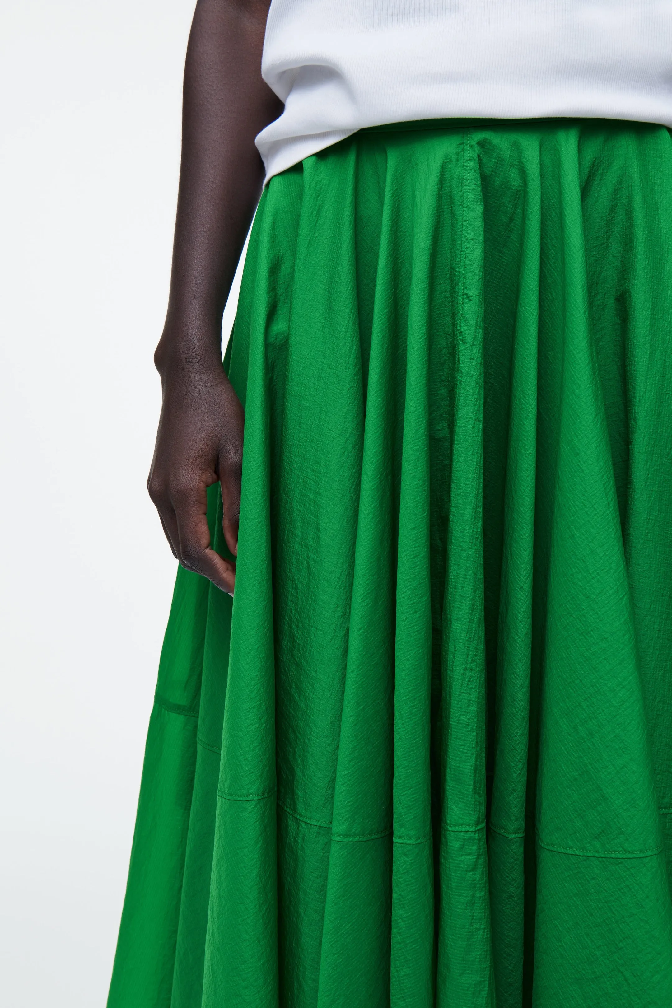 Circle-cut midi skirt