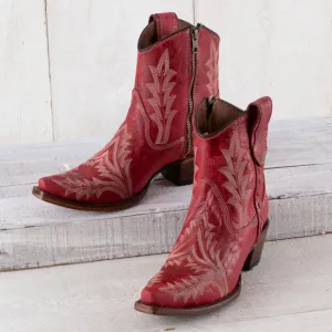 Circle G Women's Red w/White Embroidery Cowgirl Ankle Boots L5704
