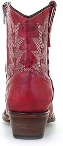 Circle G Women's Red w/White Embroidery Cowgirl Ankle Boots L5704