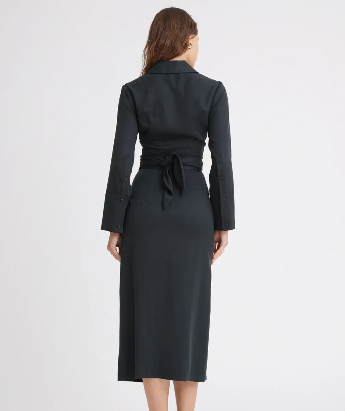 Collared Long Sleeve Wrap Top