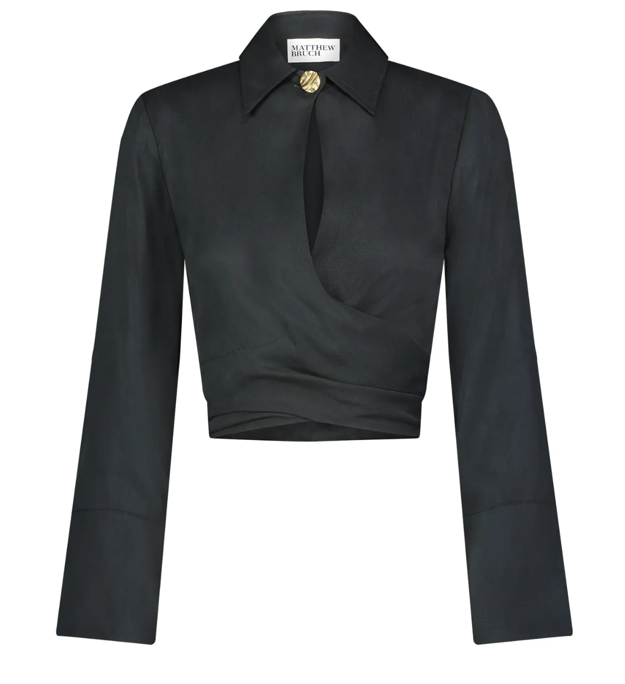 Collared Long Sleeve Wrap Top