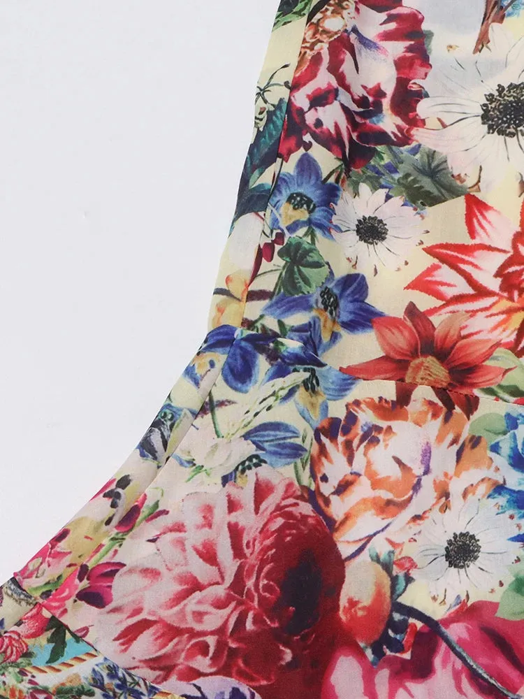 Color Block Spliced Belt Loose Mini Dress
