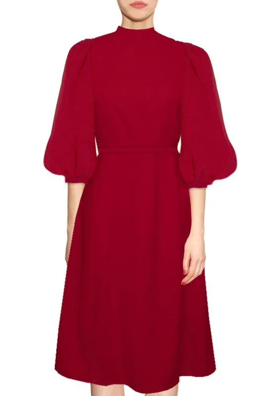 Copenhagen A-line dress with balloon sleeves