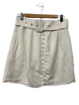 Cream High Waisted Short Skirt with Buttons & Belt
