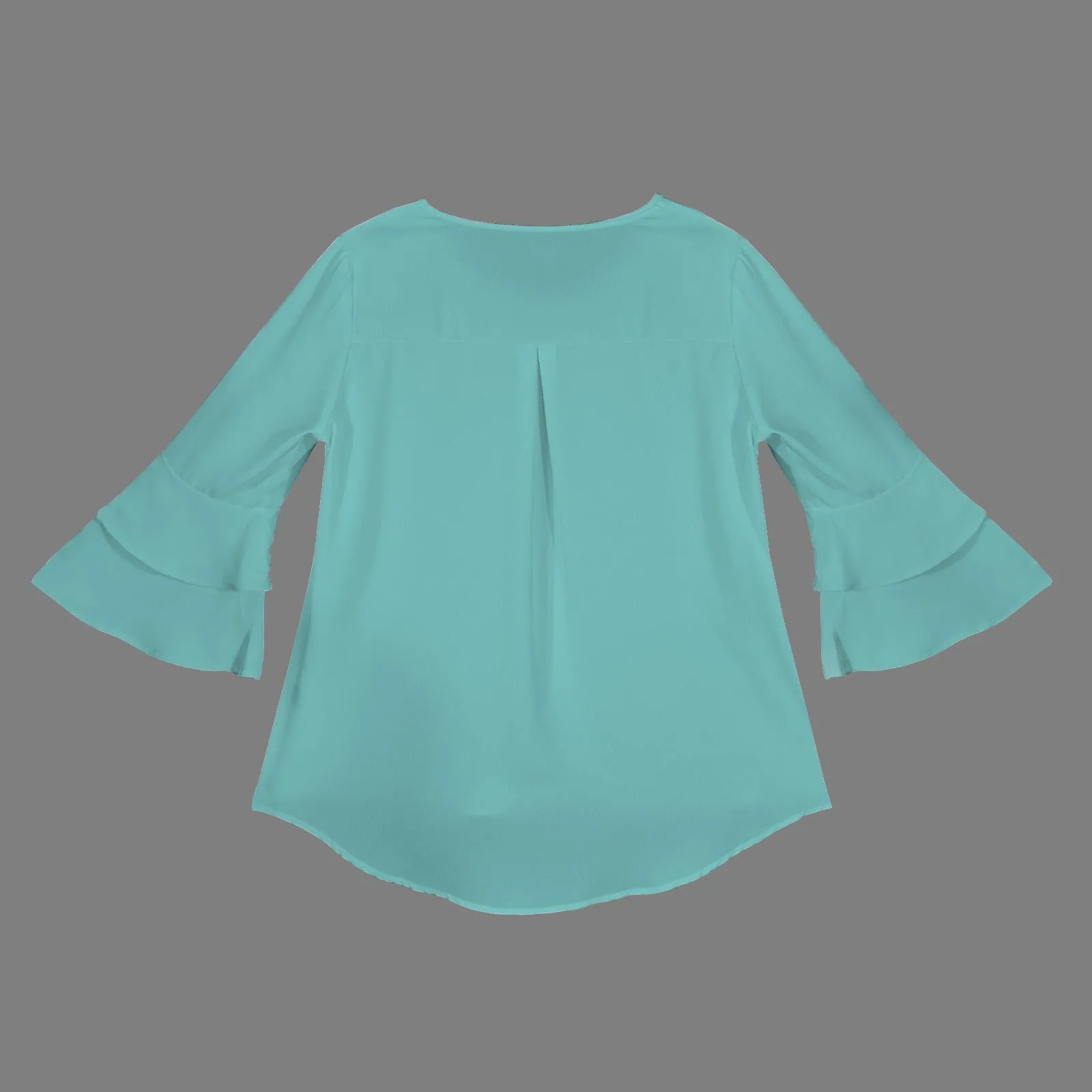 Crew neck layered flare sleeve blouse