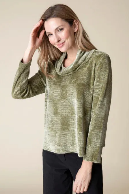 Crinkle Velvet Easy Cowl Top