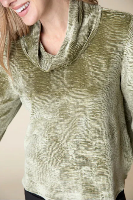 Crinkle Velvet Easy Cowl Top