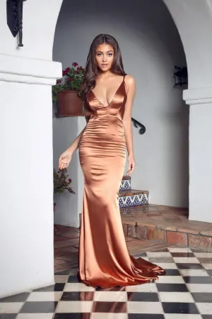 Deep V Neck Prom Gown with Sexy Low Back