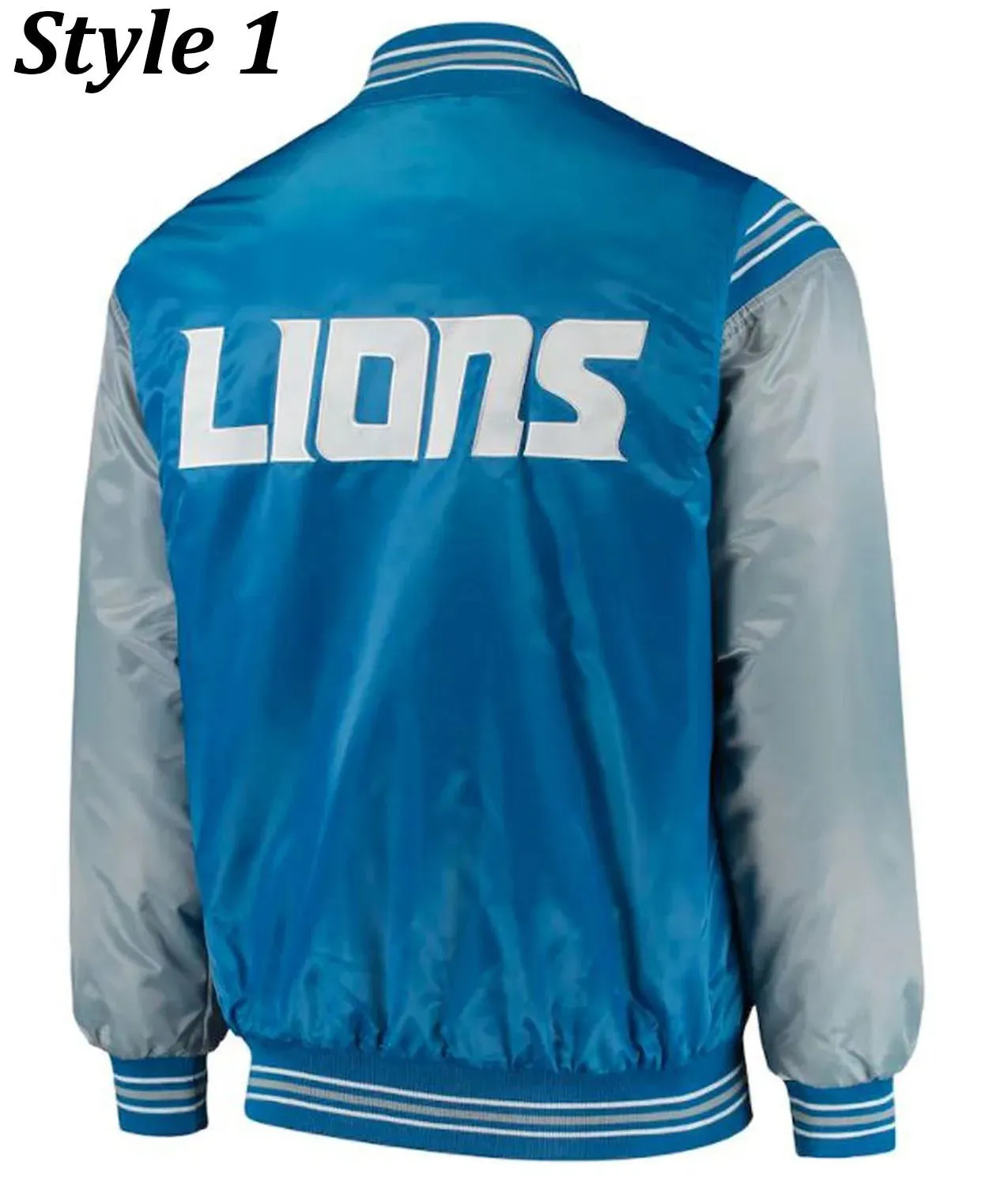 Detroit Lions Blue and Grey Satin Jacket