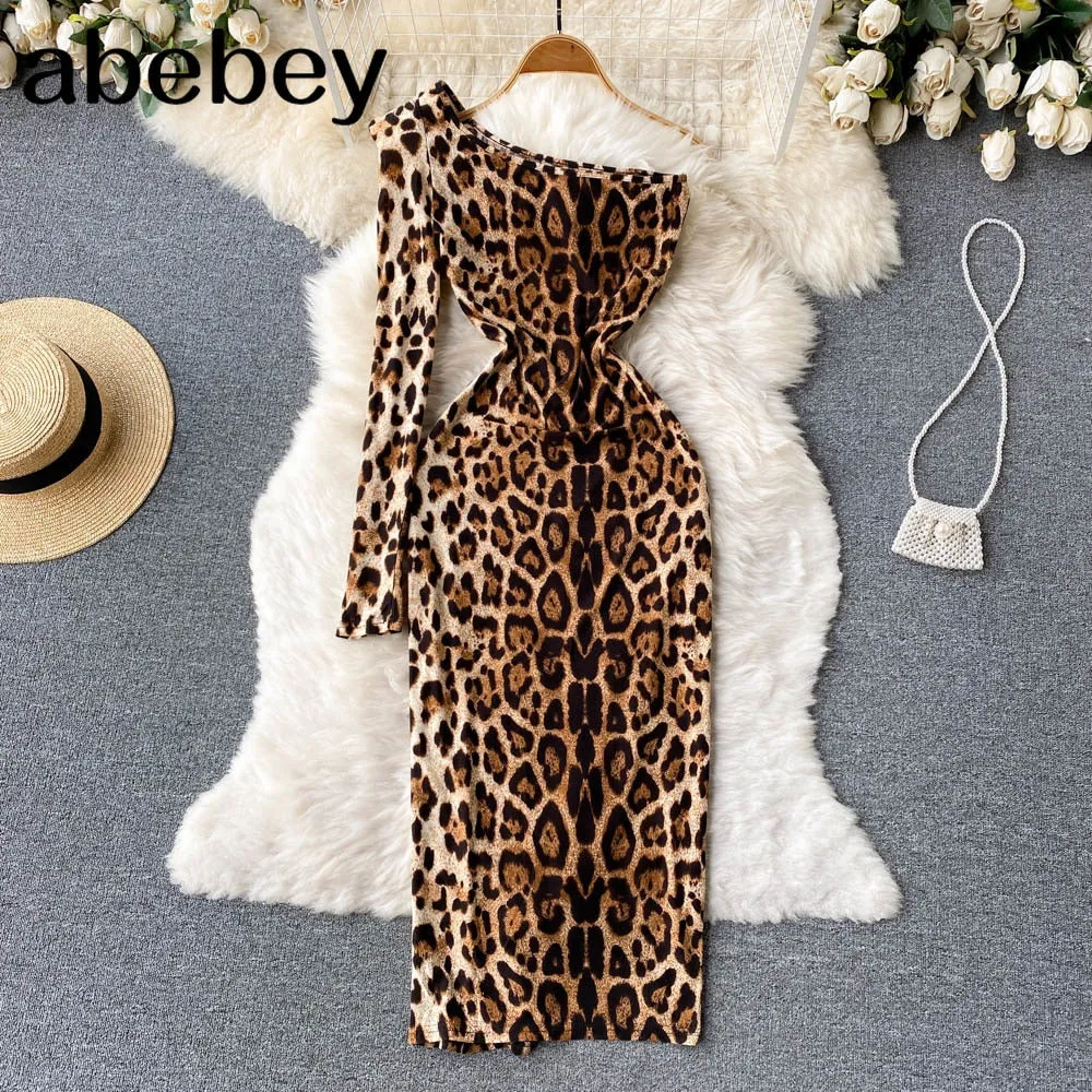 Diagonal Collar One Shoulder Slim Dress