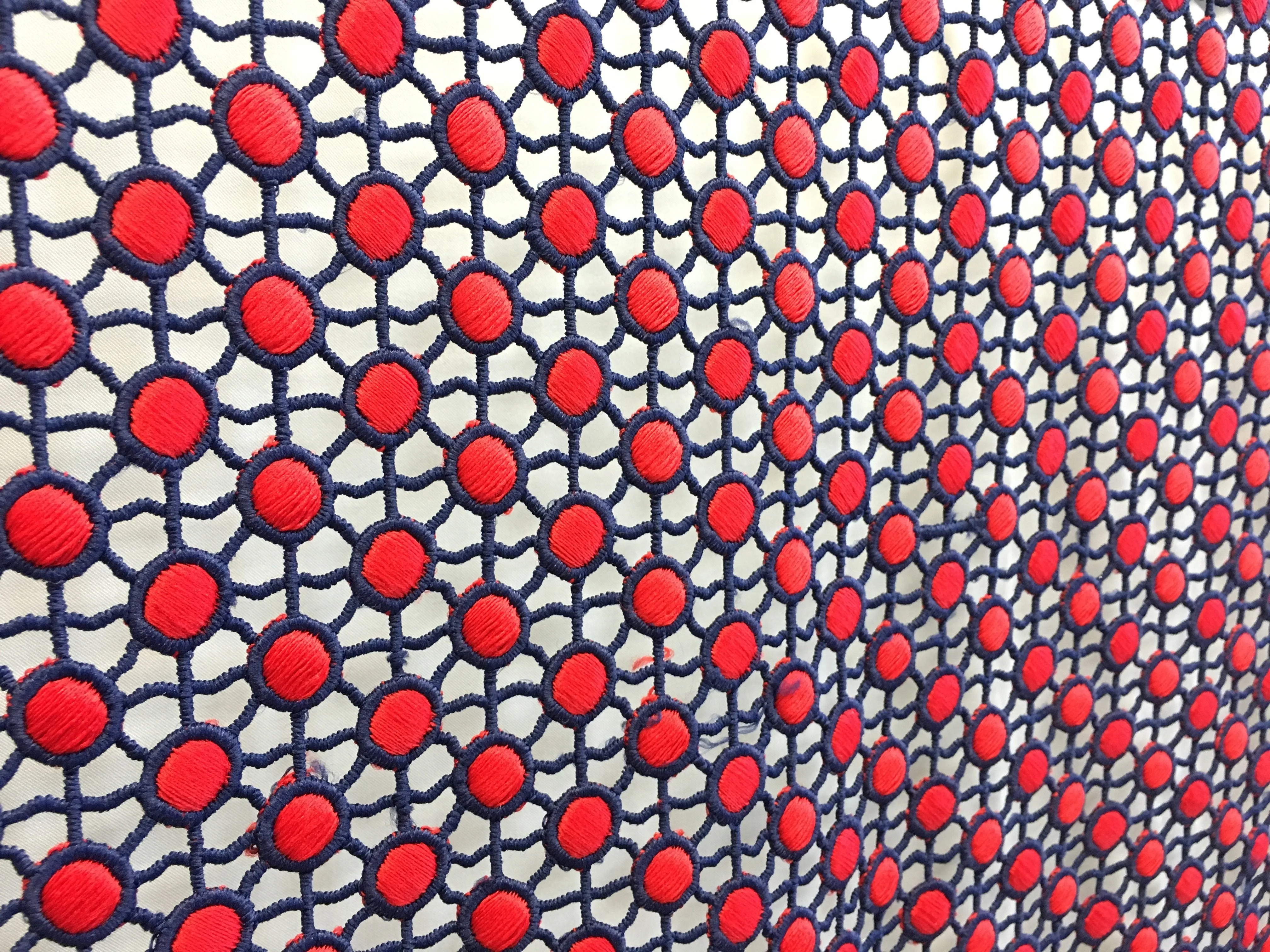 Double Color Guipure Embroidered Fabric with Geometric Circle Design