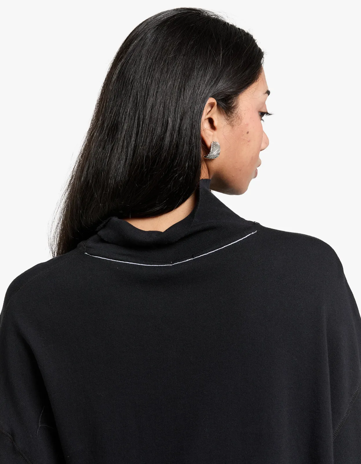 Drapey Terry Raw Edge Sweat - Black