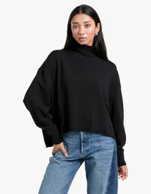 Drapey Terry Raw Edge Sweat - Black