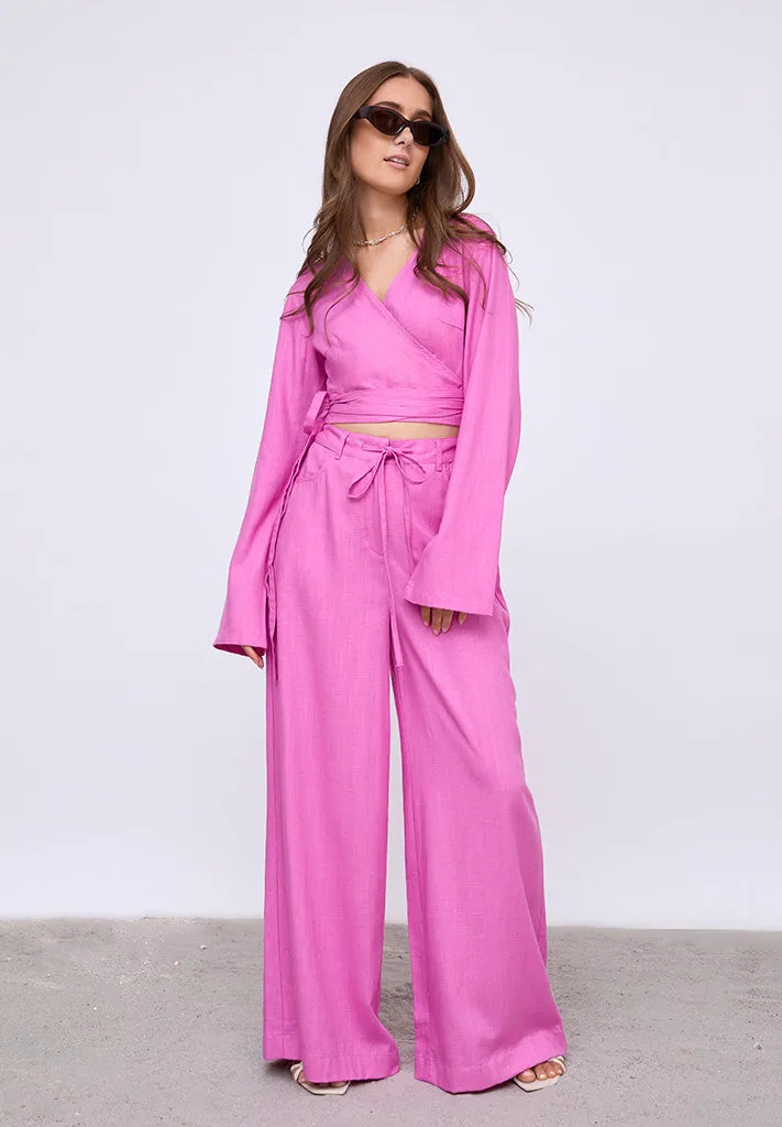 DSGrace Wrap Blouse - Super Pink