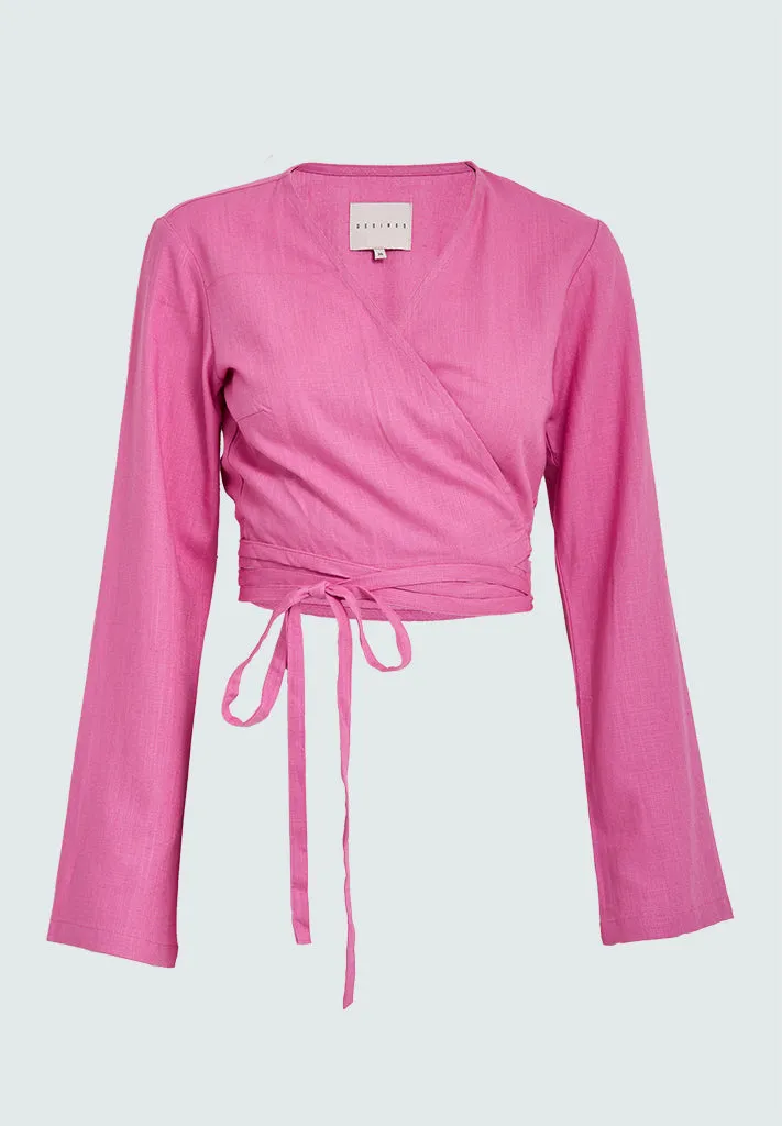 DSGrace Wrap Blouse - Super Pink