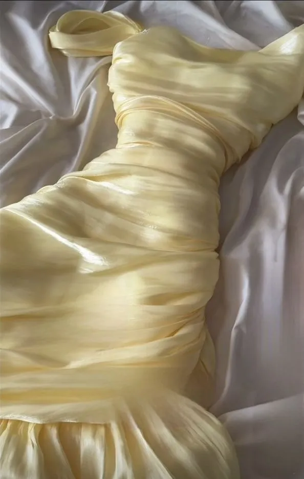 Elegant Yellow Sleeveless Sheath Chiffon Party Dresses Wedding Guest Dresses, D1098