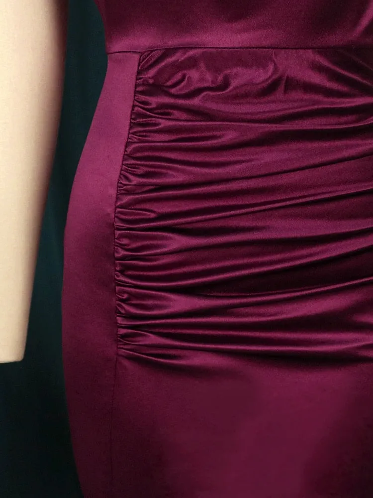 Empire Pleated High Slit Collar Dress