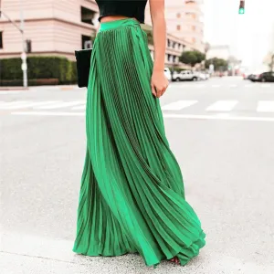 Fashion Pleated Long Skirt 2019 Lady Casual Loose Soild High Waist Long Skirt Ladies All-match Ankle-Length Skirts Multi Colors