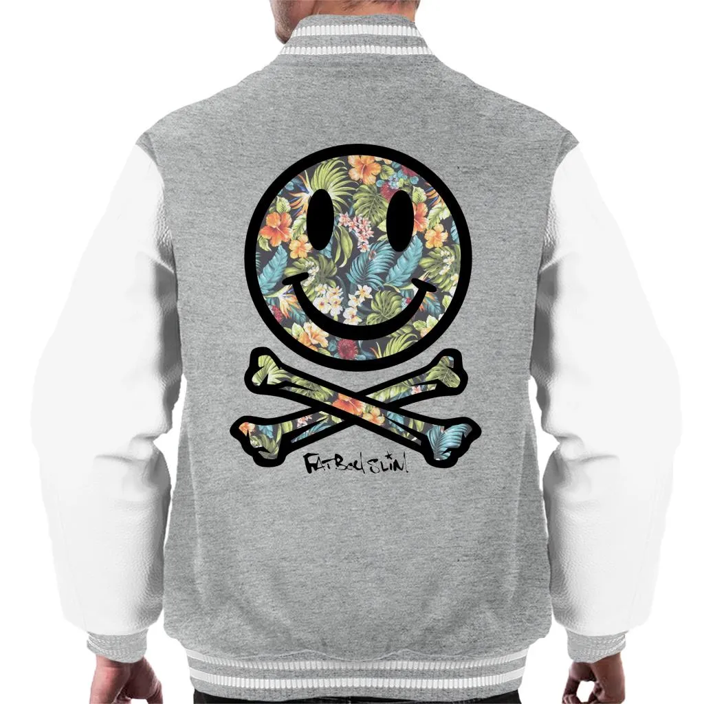 Fatboy Slim Tropical Floral Smiley And Crossbones Men's Varsity Jacket