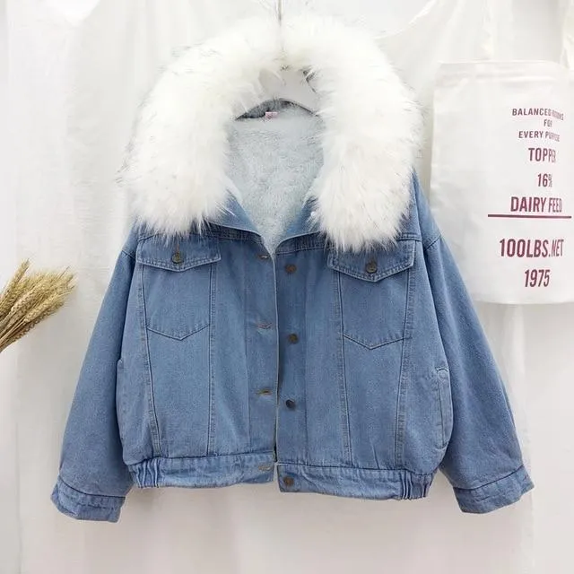 Faux Fur Denim Jacket