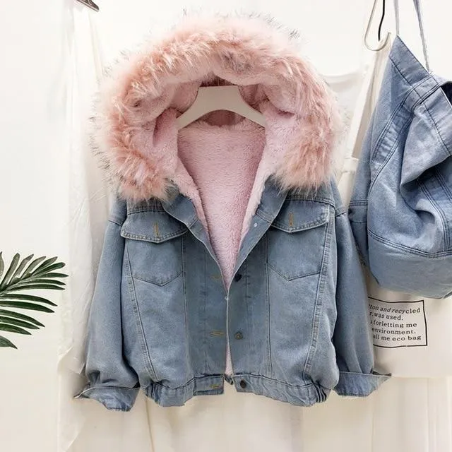Faux Fur Denim Jacket