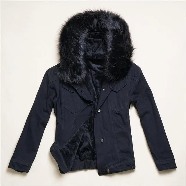 Faux Fur Denim Jacket