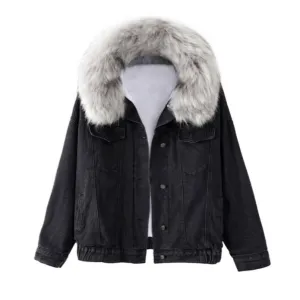 Faux Fur Denim Jacket