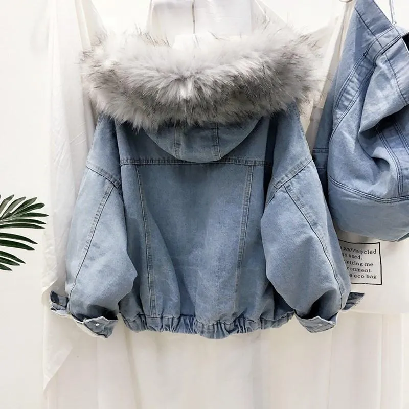 Faux Fur Denim Jacket