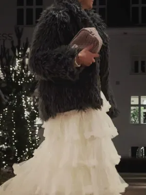 FAUX FUR JACKET - DARK GREY