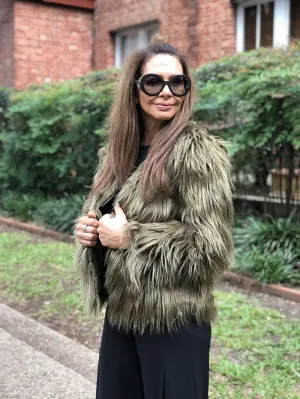 Faux Fur Jacket - Olive