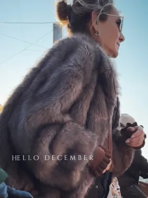 FAUX FUR SHORT JACKET - GREY