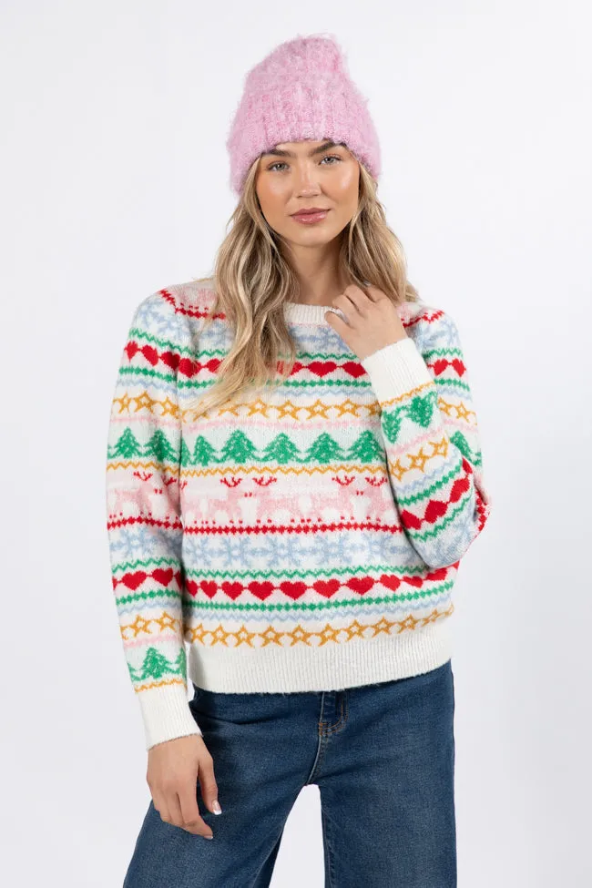 Final Sleigh Multi Color Christmas Fair Isle Sweater  FINAL SALE