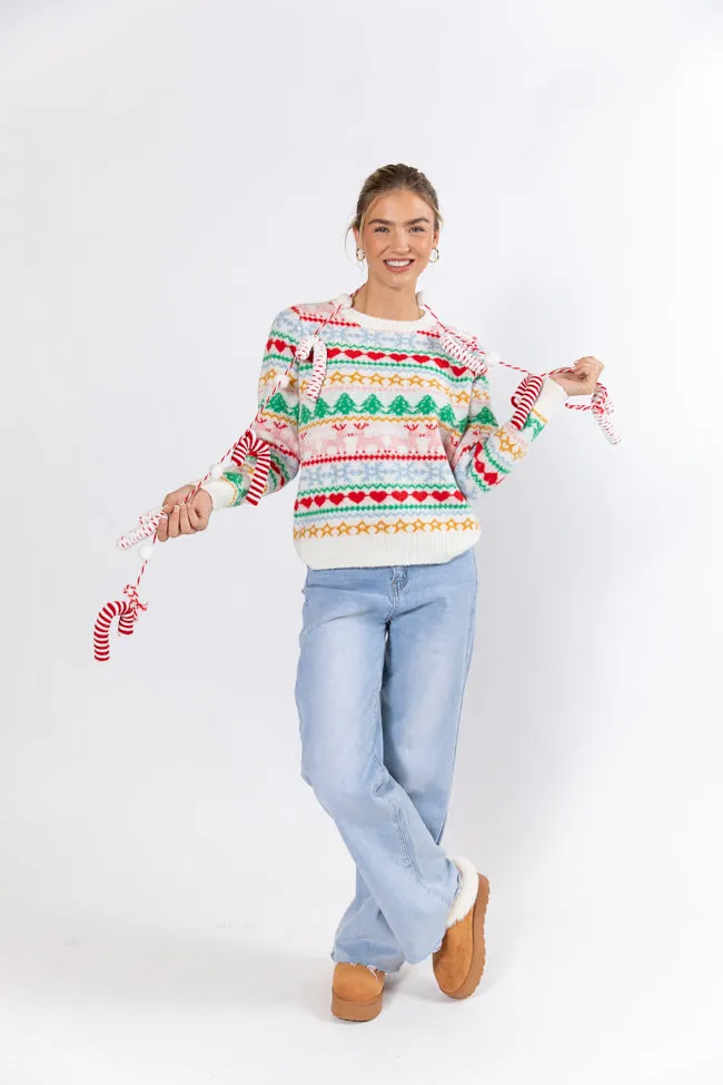 Final Sleigh Multi Color Christmas Fair Isle Sweater  FINAL SALE
