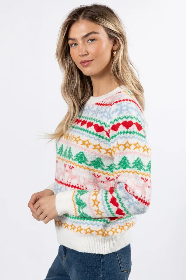 Final Sleigh Multi Color Christmas Fair Isle Sweater  FINAL SALE
