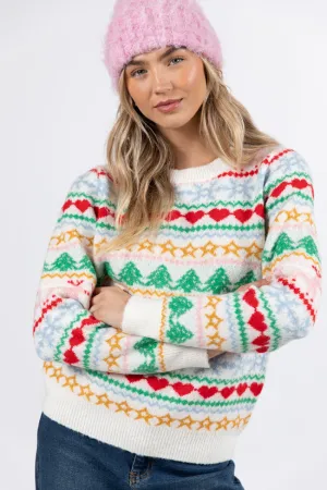 Final Sleigh Multi Color Christmas Fair Isle Sweater  FINAL SALE