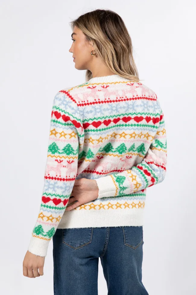 Final Sleigh Multi Color Christmas Fair Isle Sweater  FINAL SALE