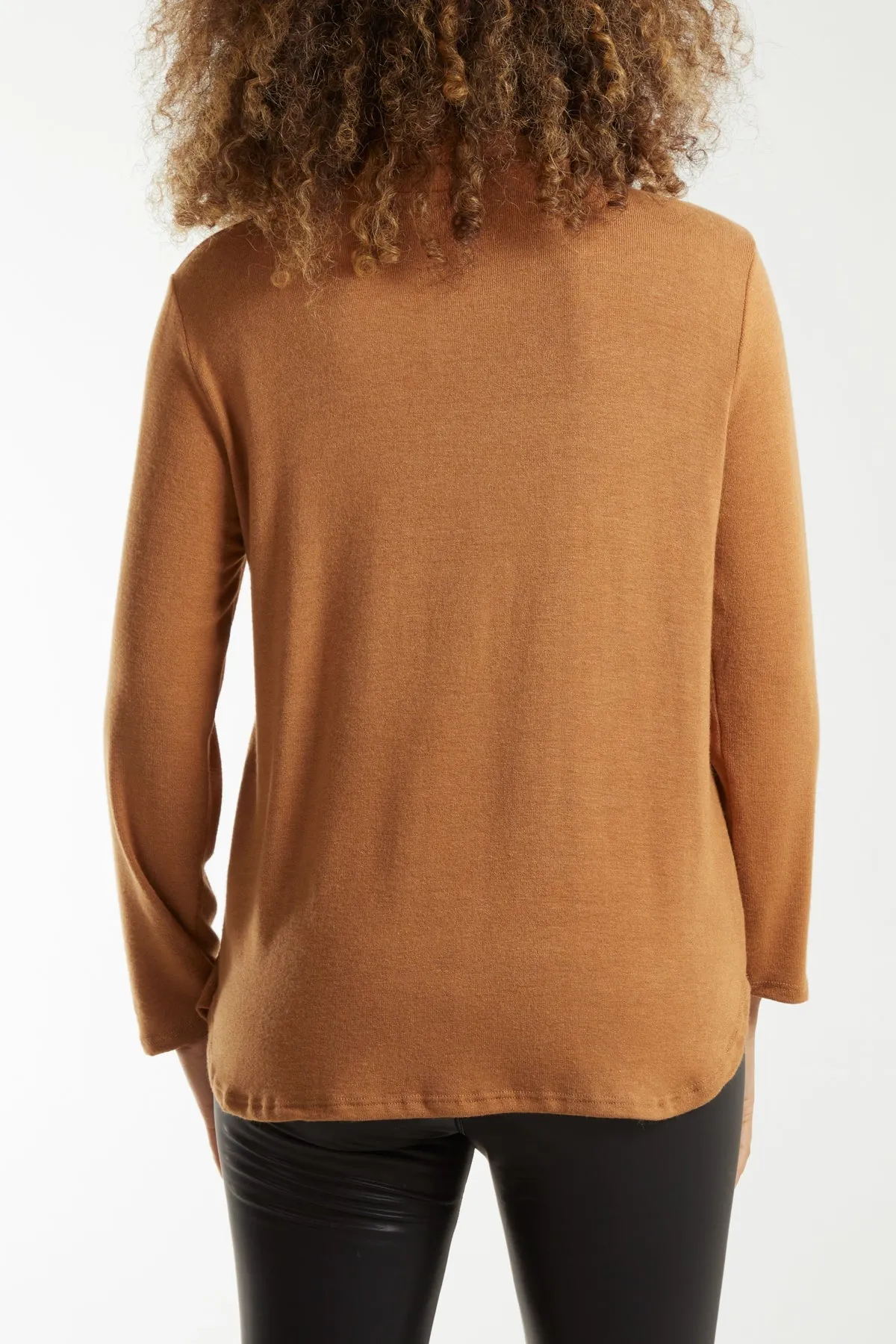 Fine Knit Roll Neck Jumper w/ Necklace