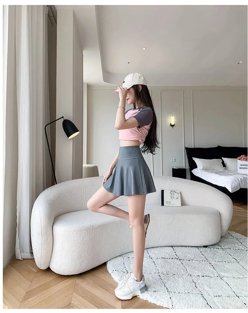 Fitness Yoga Pants With Skirt Two Pieces Sport Legging Gym Push Up
