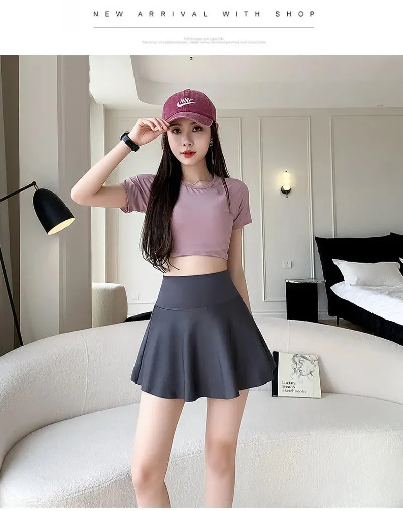 Fitness Yoga Pants With Skirt Two Pieces Sport Legging Gym Push Up