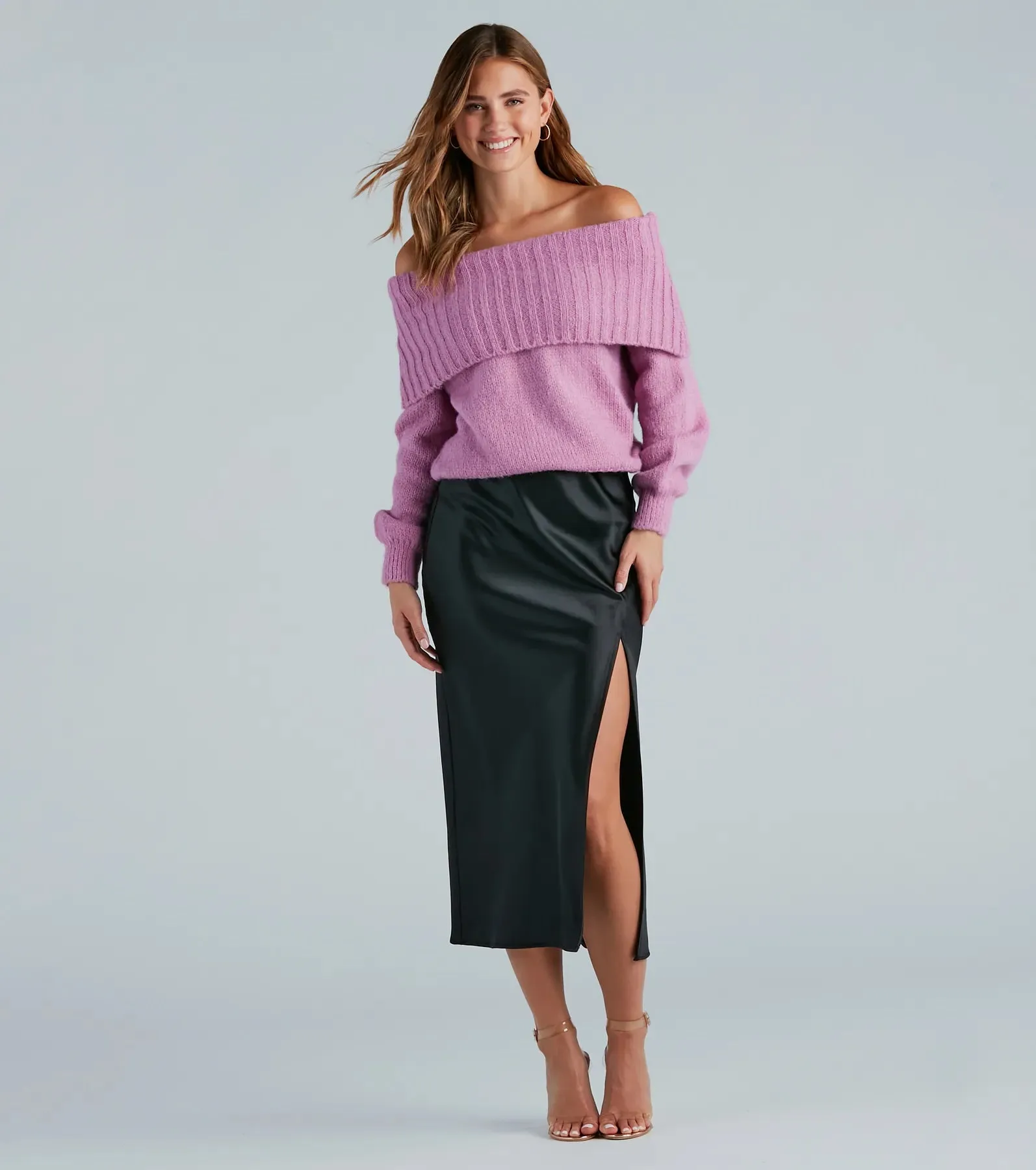 Flirty And Cool Off-The-Shoulder Sweater Top