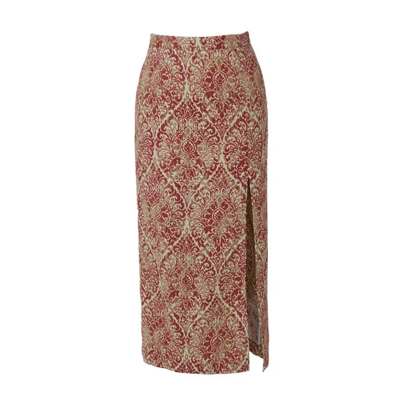 Floral High Slit Skirt
